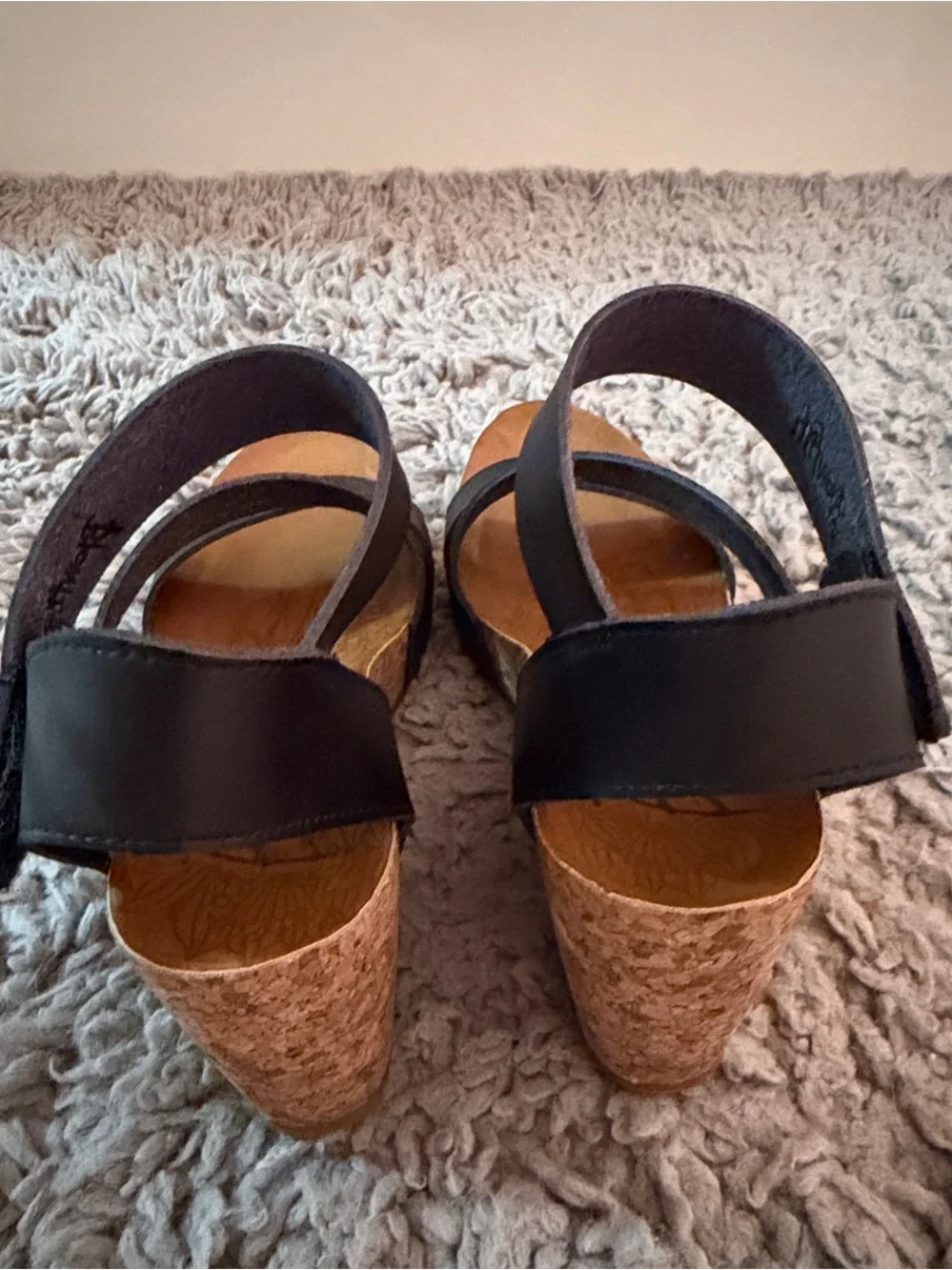 Blowfish Black Cork Wedge Sandals